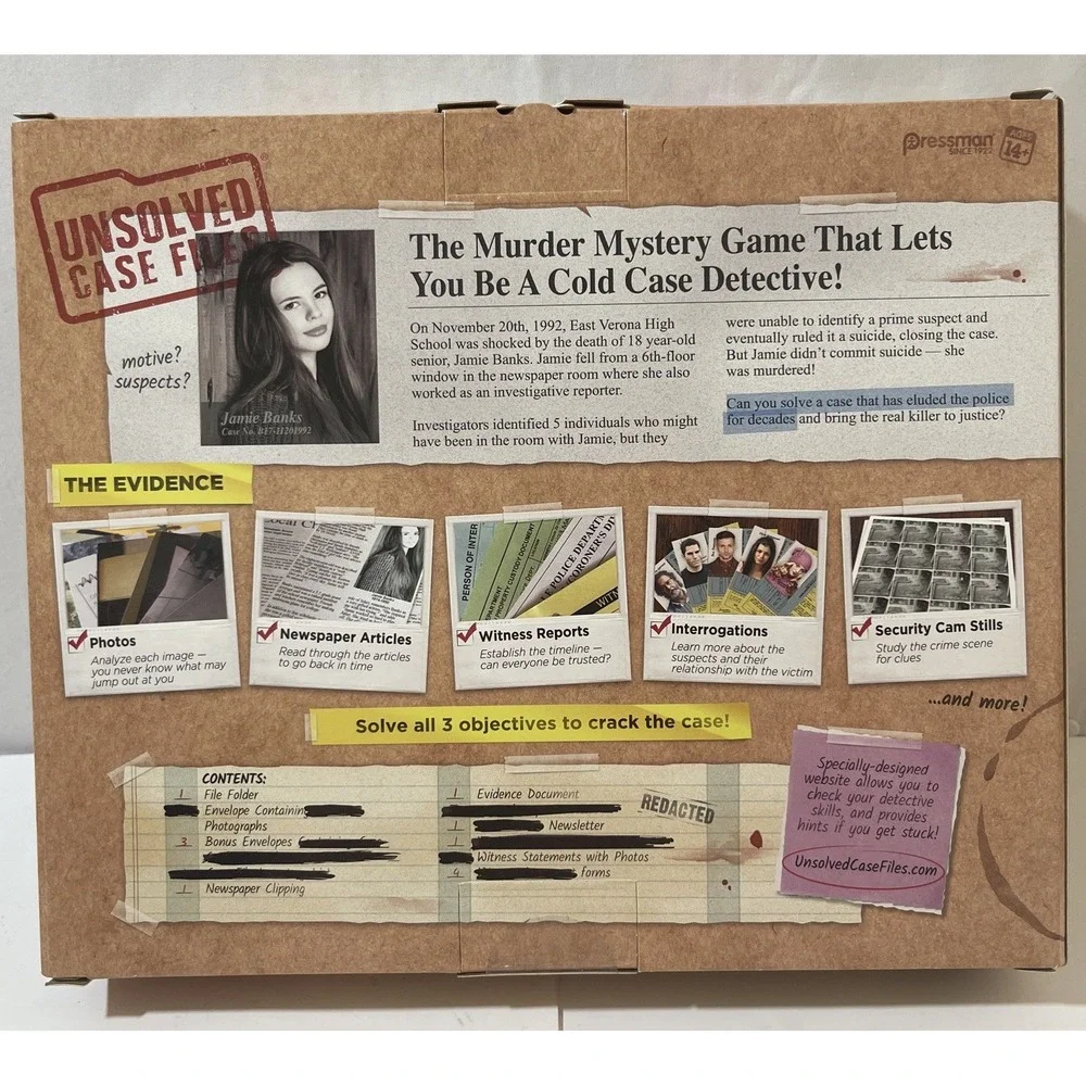 Unsolved Case Files Game Jamie Banks Cold Case‎ Murder Mystery Detective-USED
